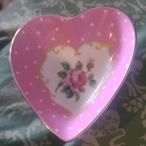 Royal Albert Cheeky Pink Heart-Shaped Dish with Floral Design